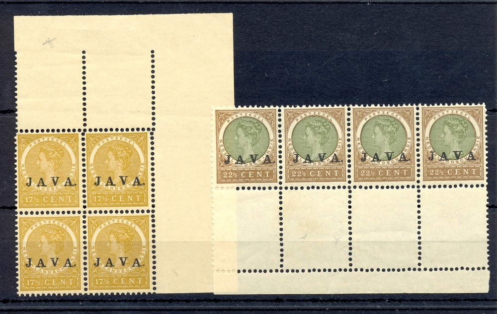 DUTCH INDIES-NED INDIE 1908-JAVA-#73 ,74 (4 x )- 0VERPR. VARS -** MNH LUXE