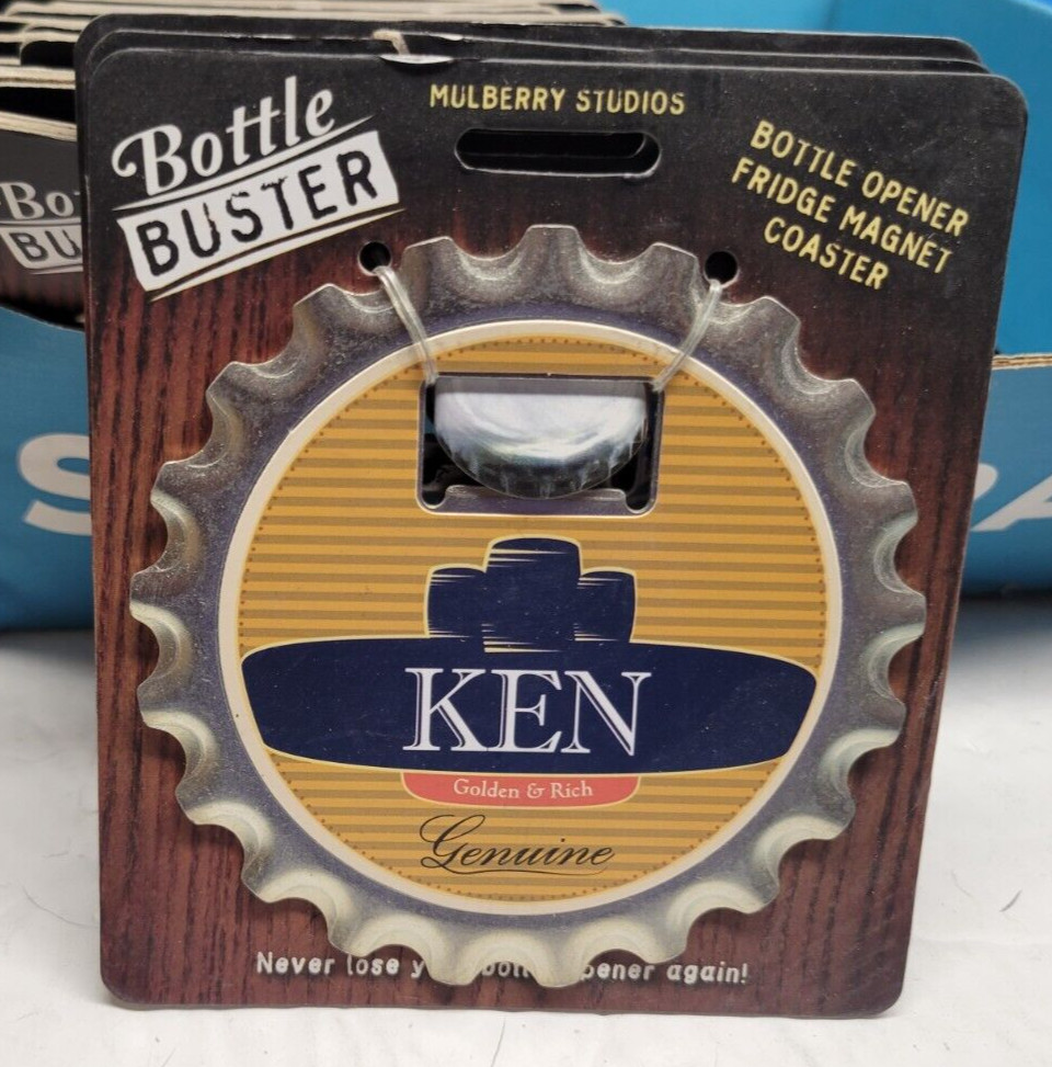 KEN PERSONALIZED MULTI GADGET BOTTLE OPENER MAGNET COASTER NEW - U