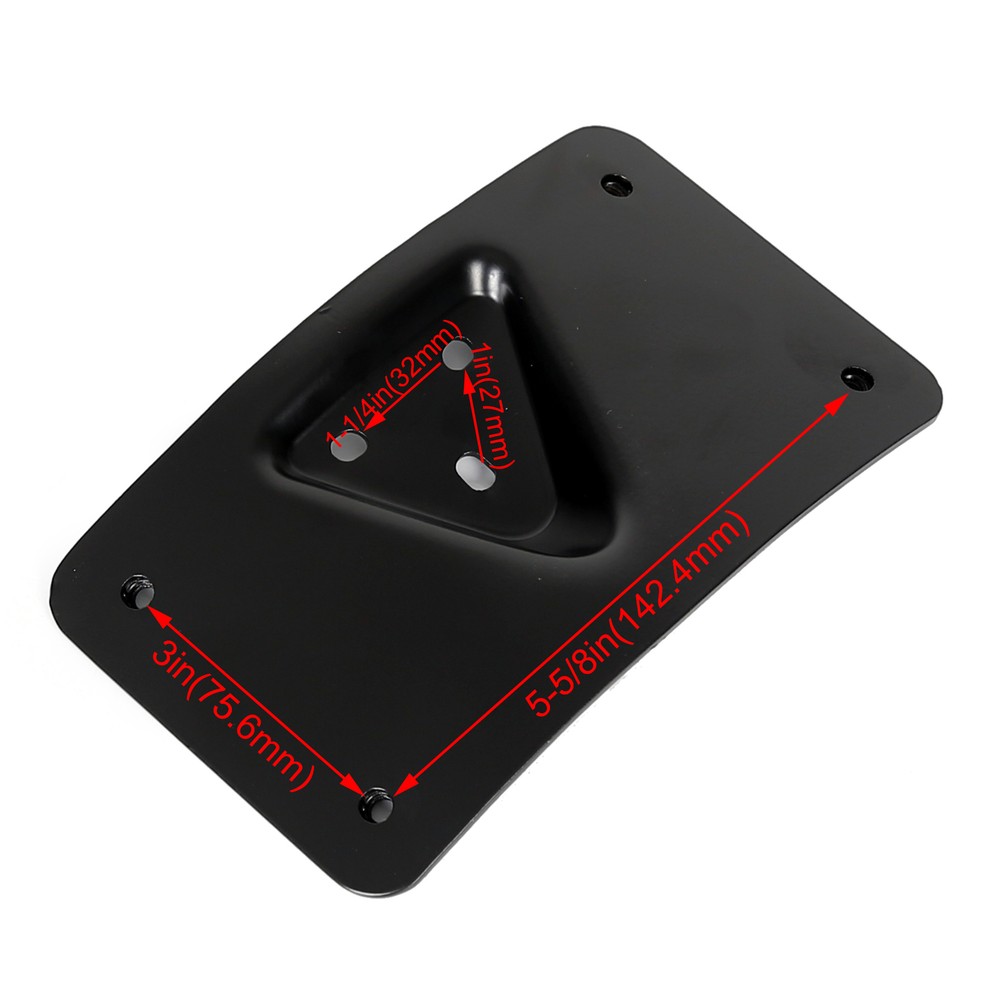 3 Hole Curved Laydown License Plate Mount Bracket w/ Frame For Harley