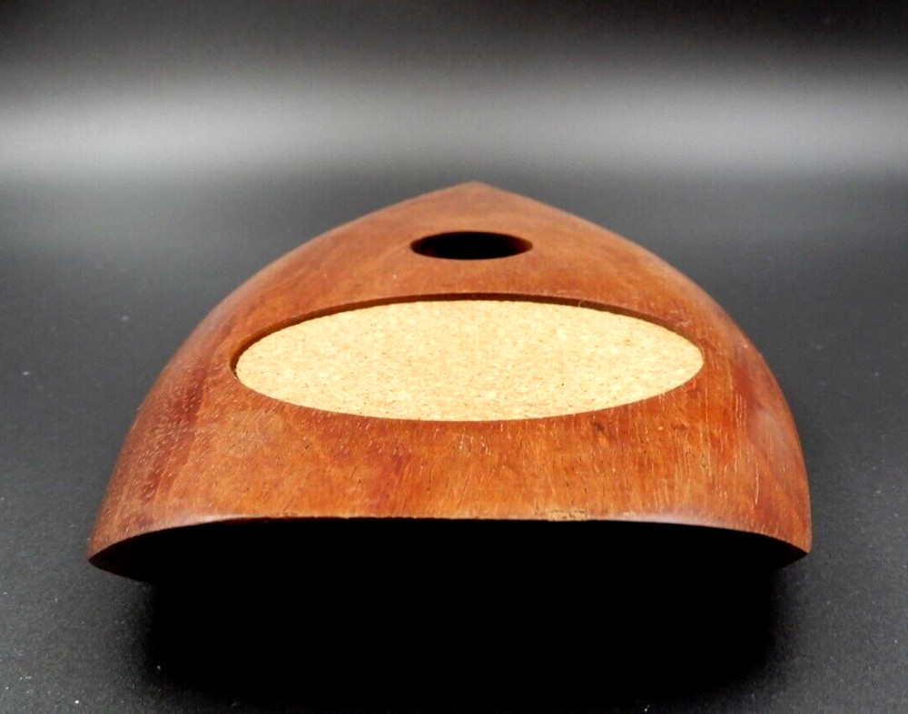 SOLID TEAK WOOD DANISH MODERN BOTTLE SUPPORT AND COASTER