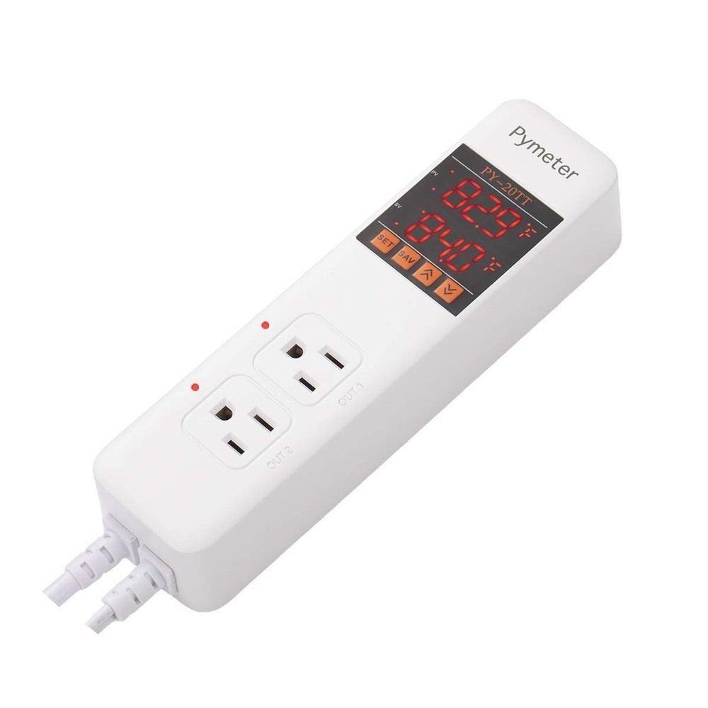 Digital Temperature Controller Dual Probe Reptile Thermostat Controlled Outle...