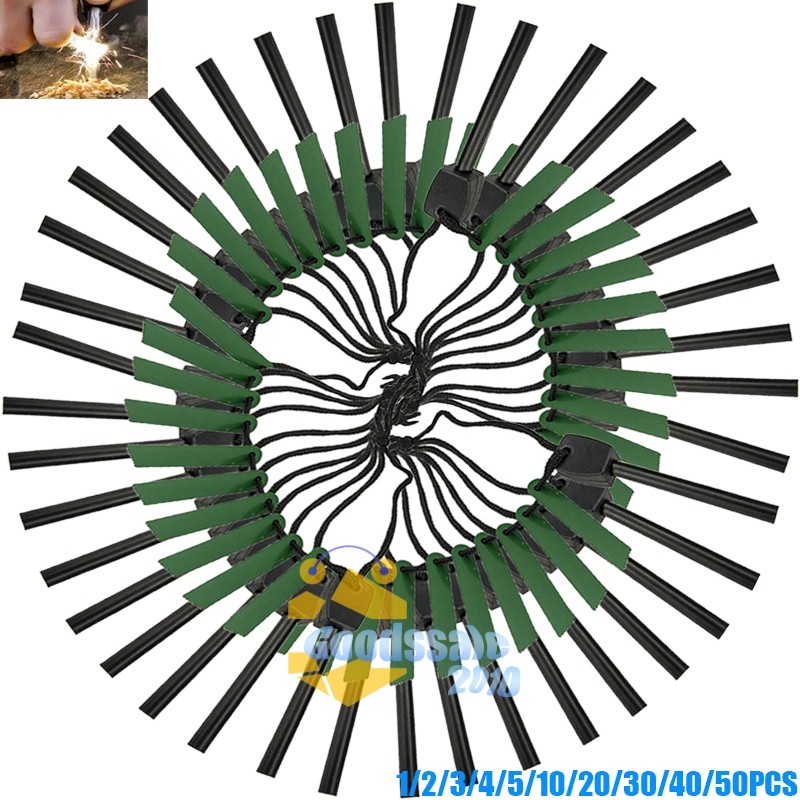 Fire Starter Flint Steel Scraper Striker Ferro Rod with Handle Camping Lighter