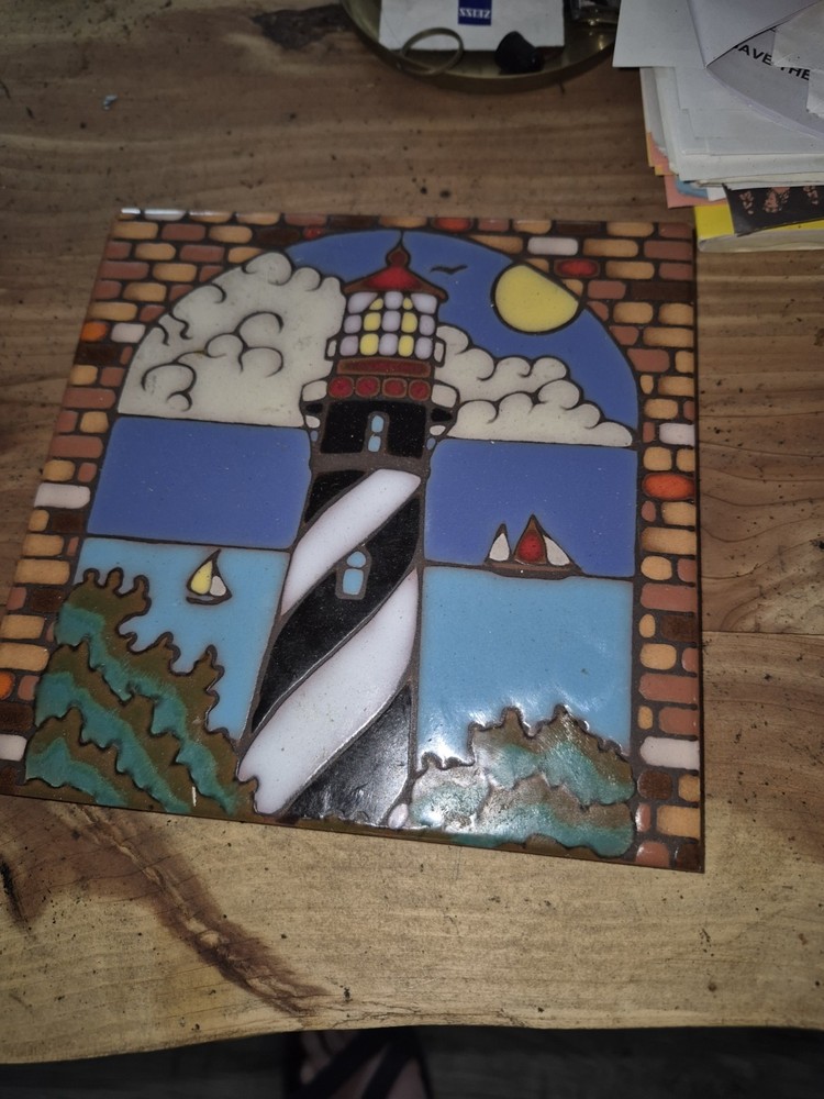 St. Augustine Lighthouse Ceramic Tile Handpainted Hot Plate or Hanging