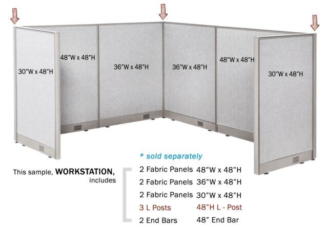 GOF Office Partition Panel Connector for L-shaped Divider, Privacy Wall (60"H)