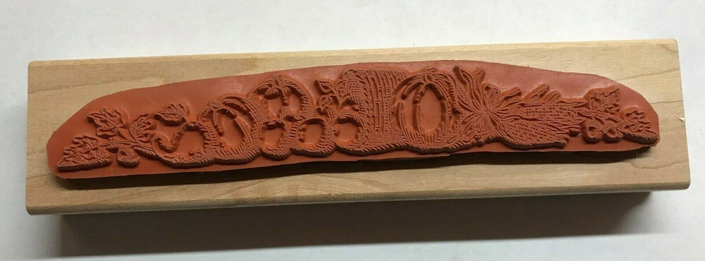 Wood/Rubber Stamp Thanksgiving Harvest Border/Cornucopia