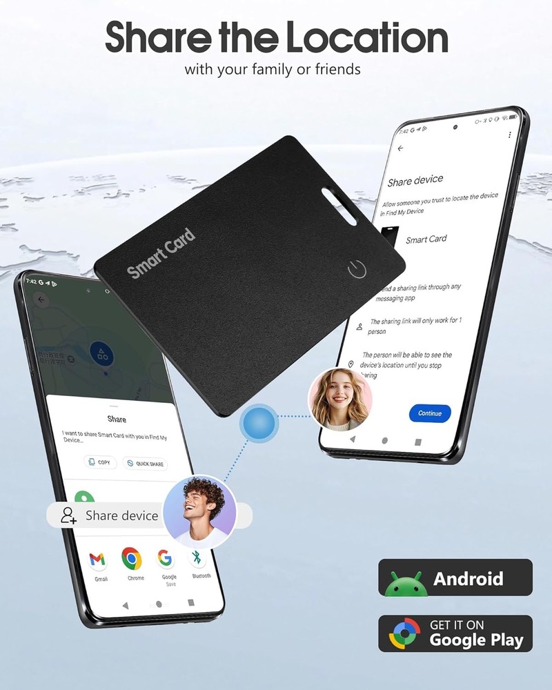 Wallet Tracker Card for Android Rechargeable Smart GPS Finder Thin IP68 Waterpro