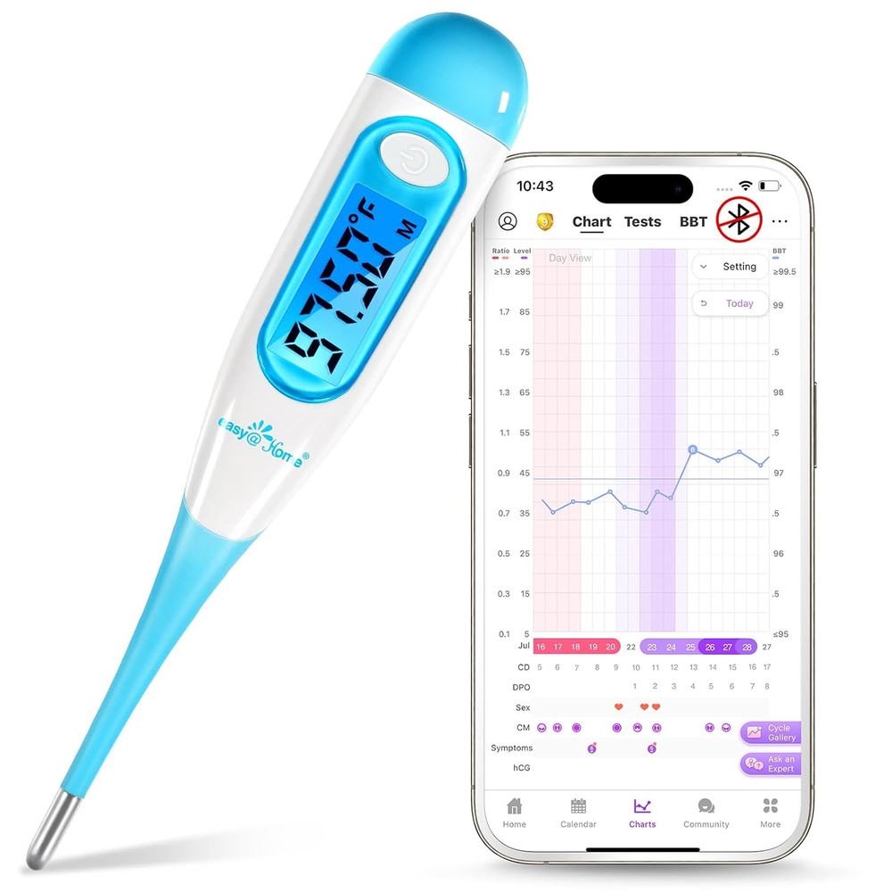 Digital Basal Thermometer with Blue Backlight LCD Display, 1/100Th Degree Hig...