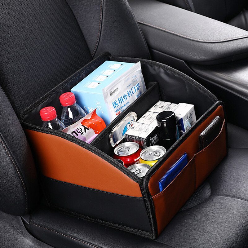 Co Driver Storage Box Car Front PU Leather Storage Box High-Capacity