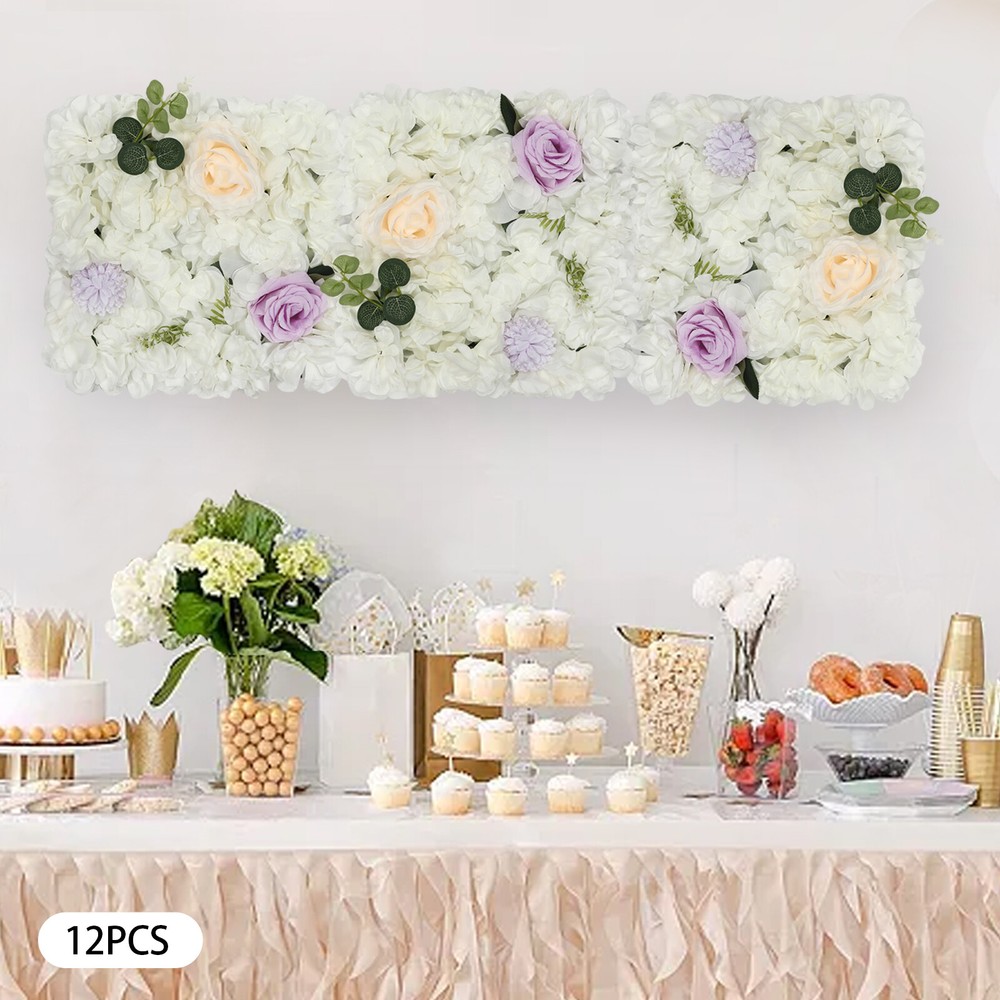 12pcs 3D Flower Wall Panel Artificial Flower Wall Background Silk Rose Wedding