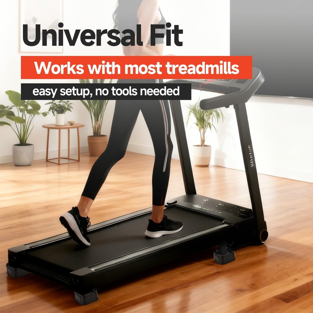 4-Pack Treadmill Incline Riser Blocks, Stackable Black