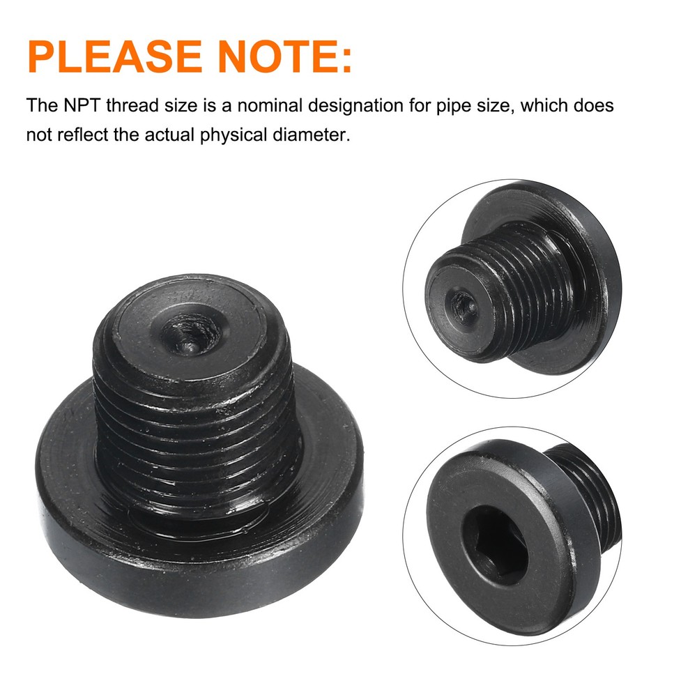 G1/8 Male Outer Head Hex Thread Socket Pipe Plug Fitting, 5Pcs, Black