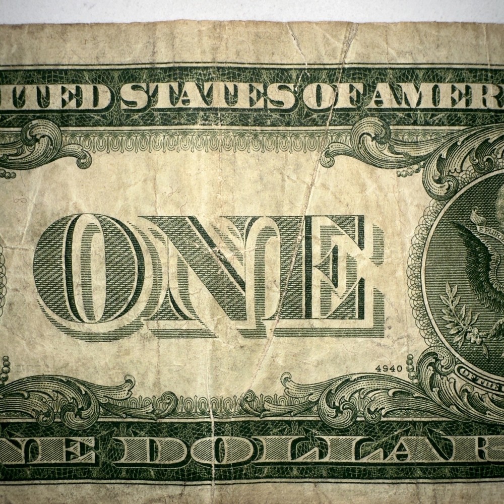 Unique $1 Dollar 1935D Error Fold Print Blue Seal, Silver Certificate U.S. $1