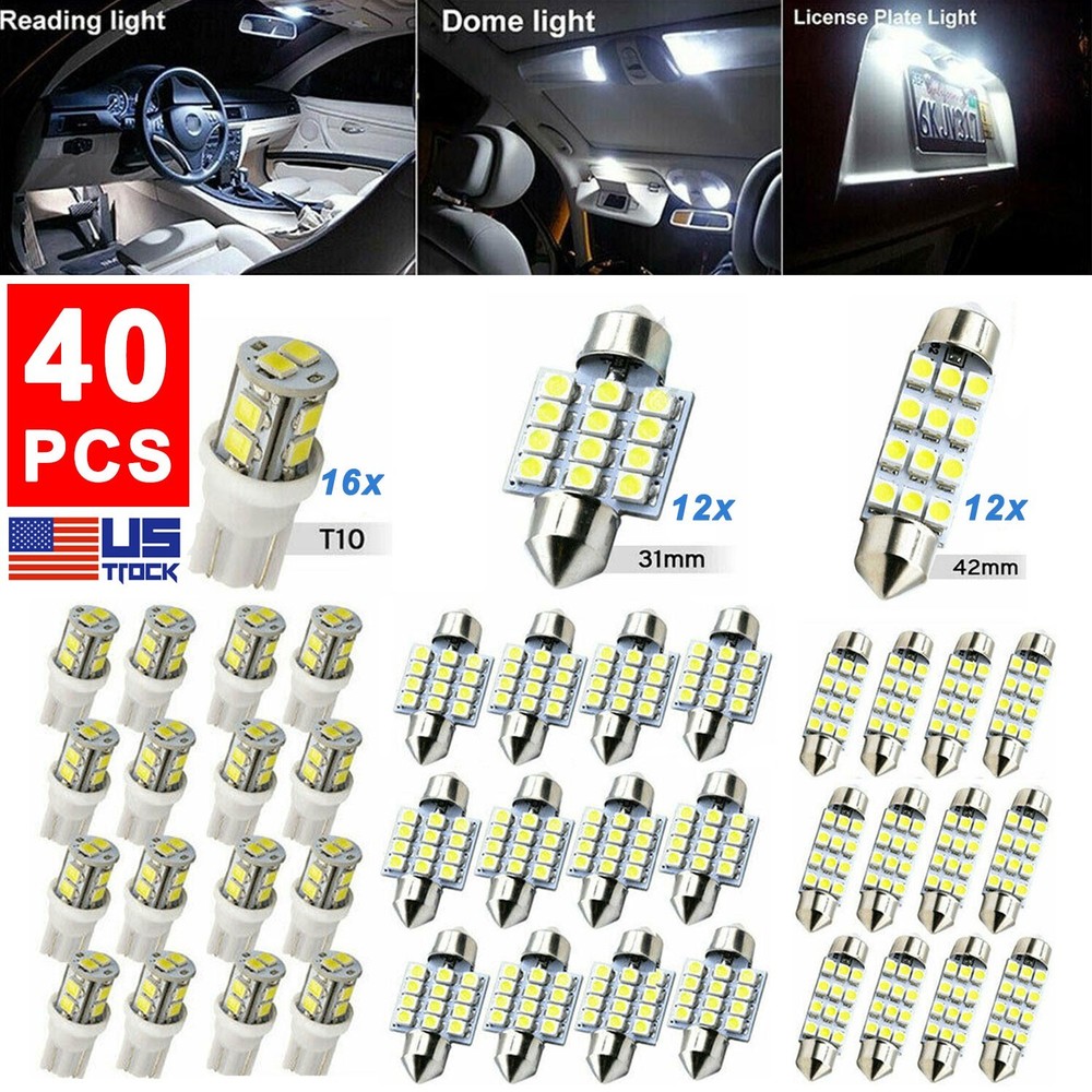 40pcs LED Interior Lights Bulbs Kit For Lexus Car Trunk Dome License Plate Lamps