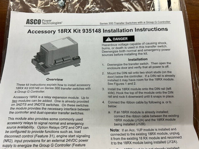 ASCO 18RX Relay Expansion Module (Normal / Emergency Source Available)