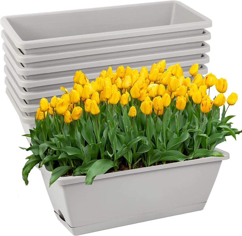 8Pcs Window Box Planter, 17 Inches Flower Window Boxes, Rectangle Planters Box w