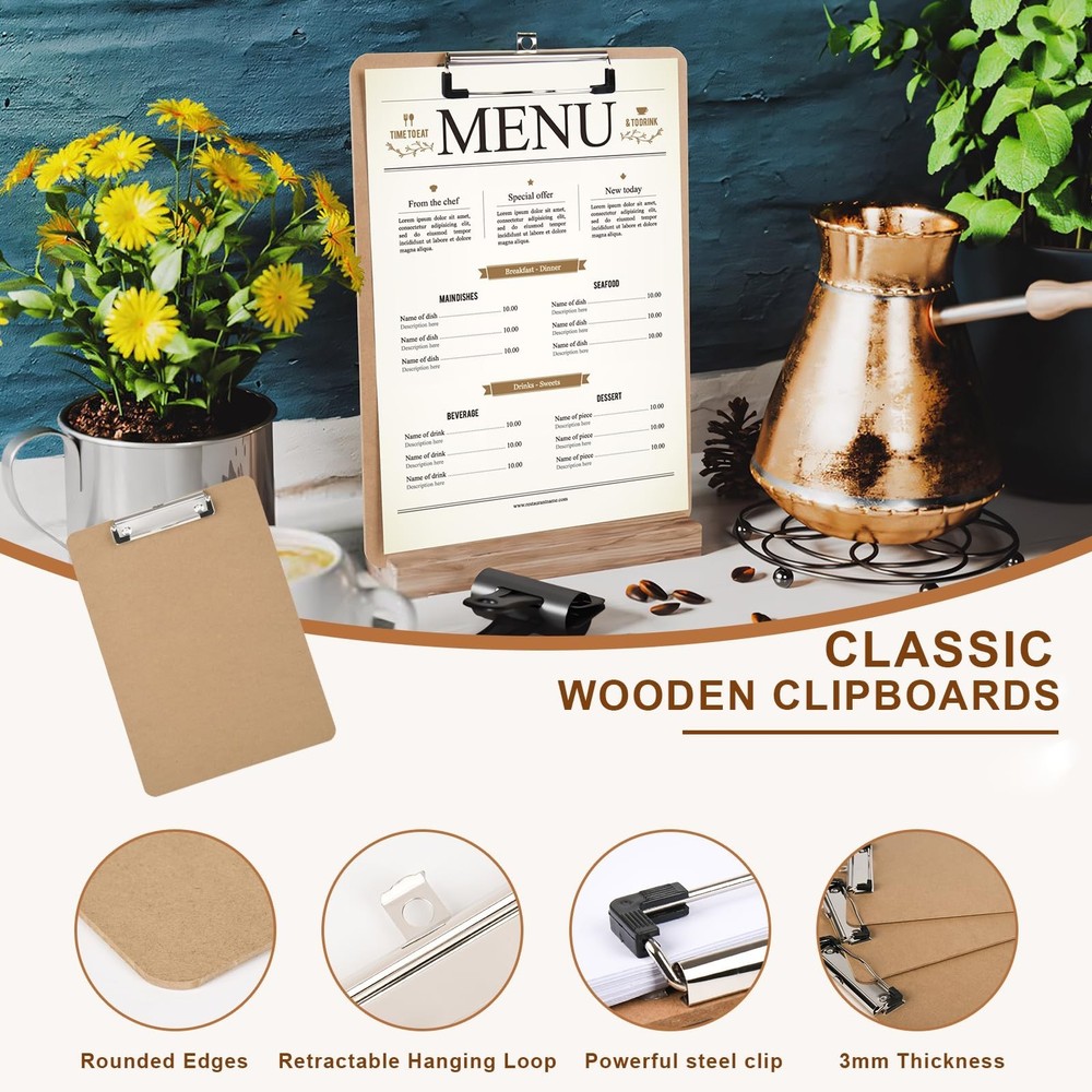 2 Pack Hardboard Office Clipboard, Letter-Size Clipboard with Low Profile Cli...