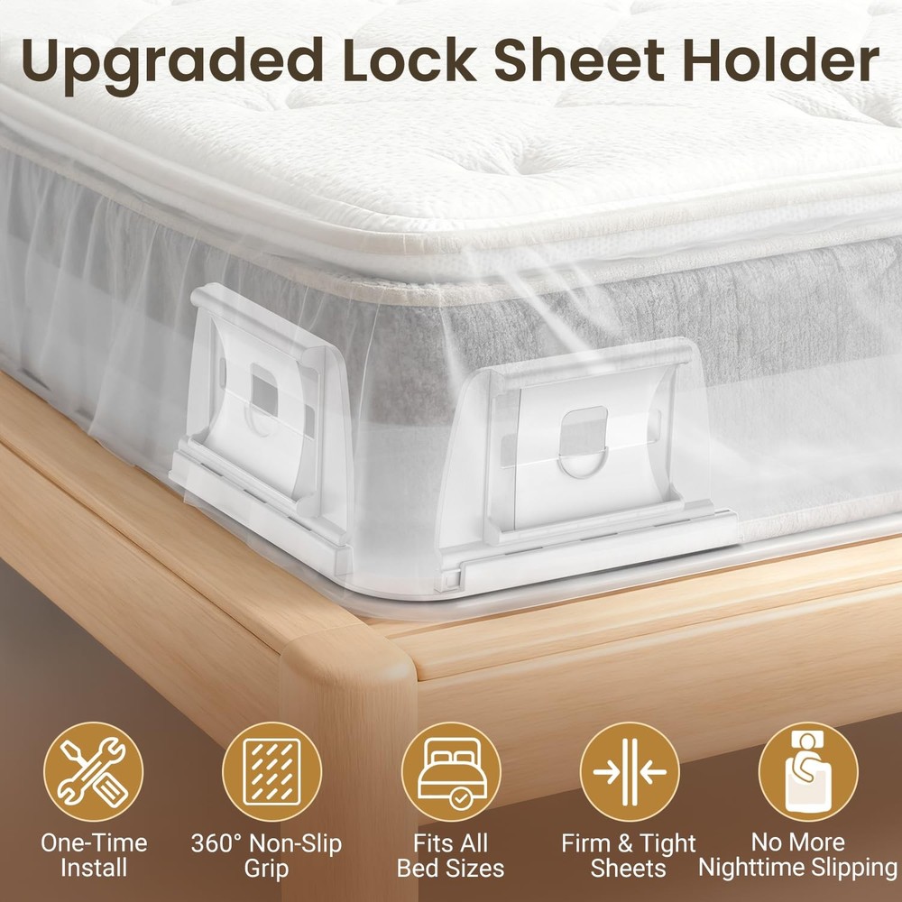 INSMART Sheet Holders - Bed Holder for Corners & Holders, White
