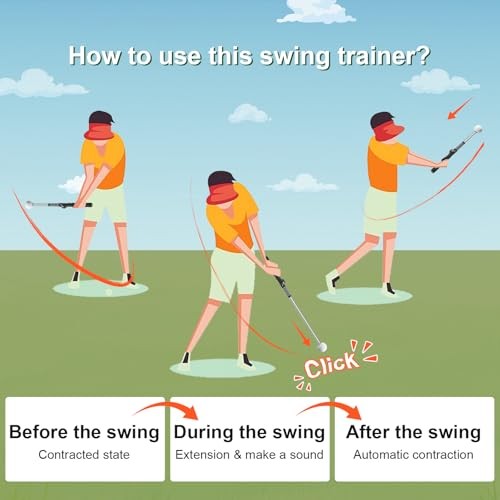 Pro-Level Retractable Golf Swing Trainer - Right-Handed Click Stick Golf Grip