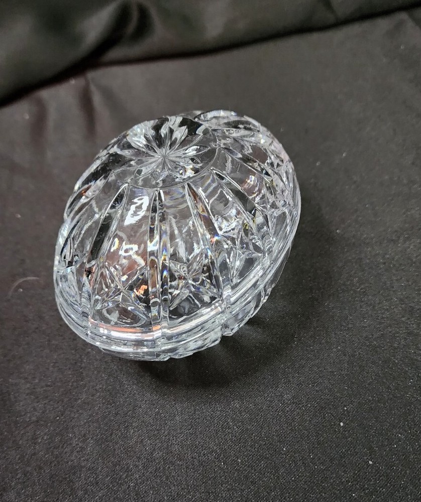 Crystal Egg Candy Dish Trinket Heavy Weight Covered 2 Pc Gift Decor