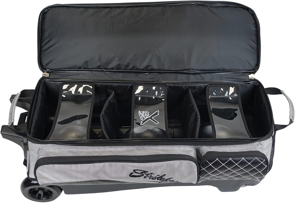 KR Strikeforce Royal Flush Triple Roller Bowling Bag, Silver