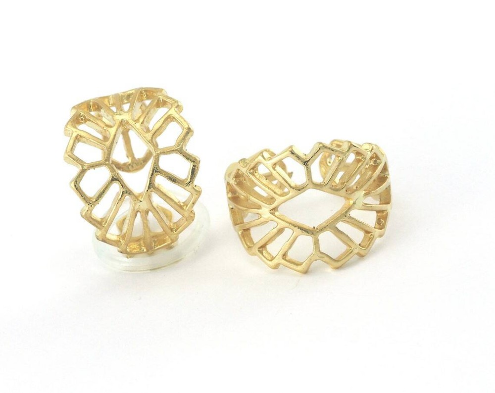 Adjustable Ring Statement Ring Shiny Gold plated brass (18mm 8US size 2670