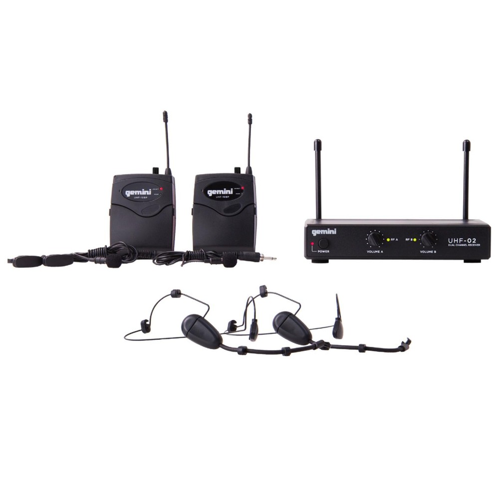 Gemini UHF-02HL 2 Channel Headset/Lavalier Wireless Microphone System