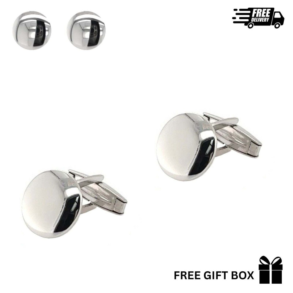 925 Sterling Silver Italy Round Cufflinks