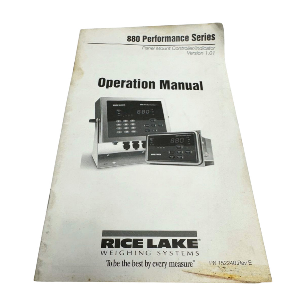 Rice Lake 880 Panel Mount Controller/Indicator Operation Manual, 152240 - Rev D
