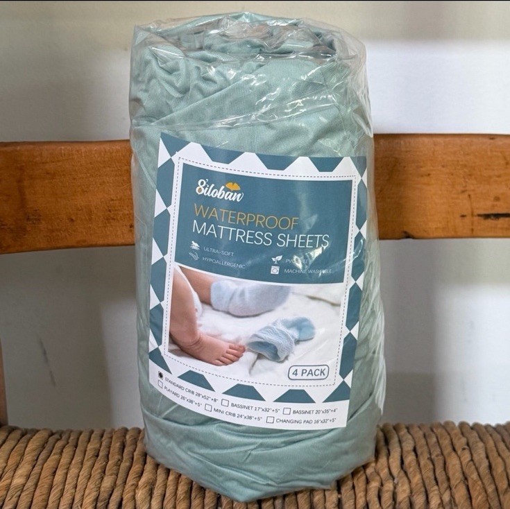 New Biloban 2-pack Green Waterproof Fitted Crib Sheets