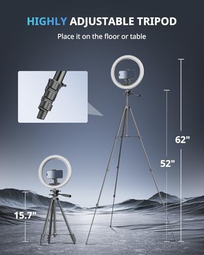 UBeesize 12 inch Ring Light with Stand, Selfie Ring Light with 50" Extendable Tr