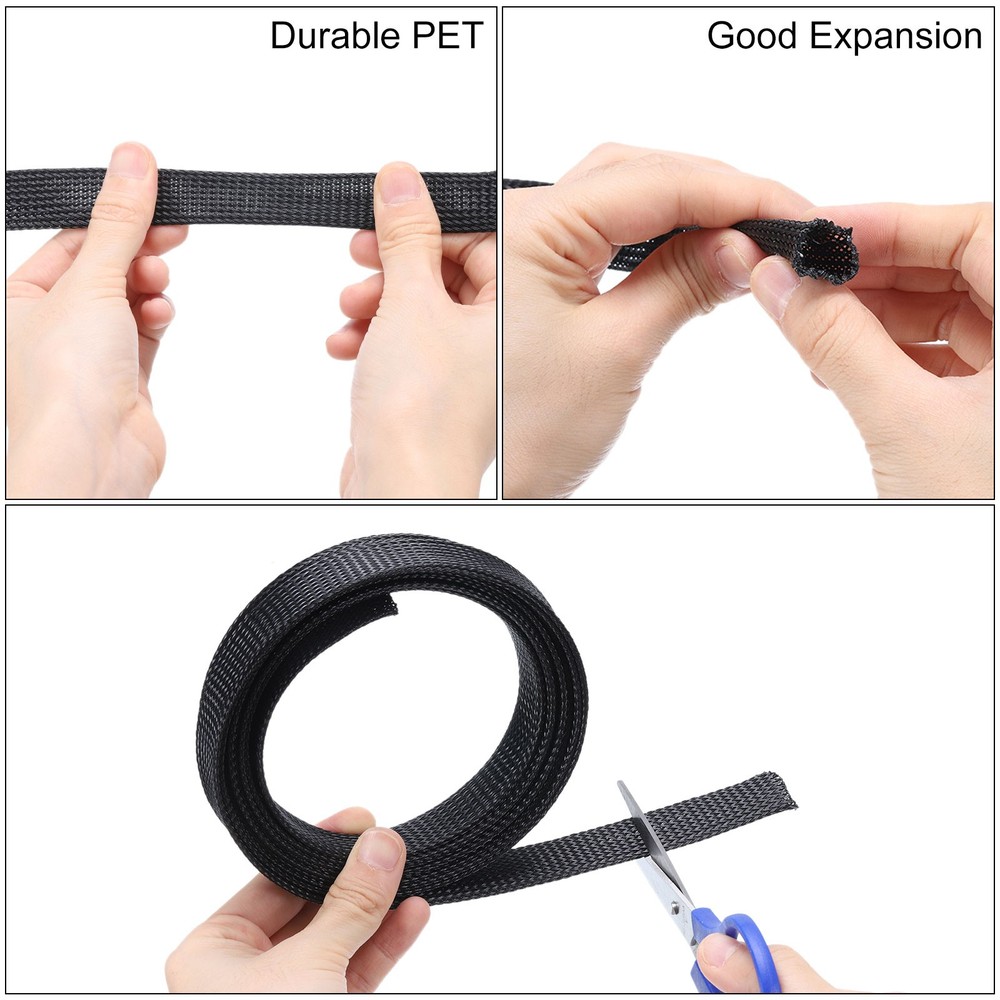 Cable Sleeving, 100 FT Expandable Wire Cable Sleeving, Braided Cable Sleeving