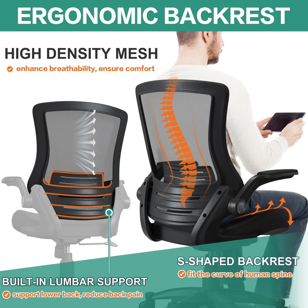 Modern Ergonomic Home Office Desk Task Computer Study Chair Height Adjustable