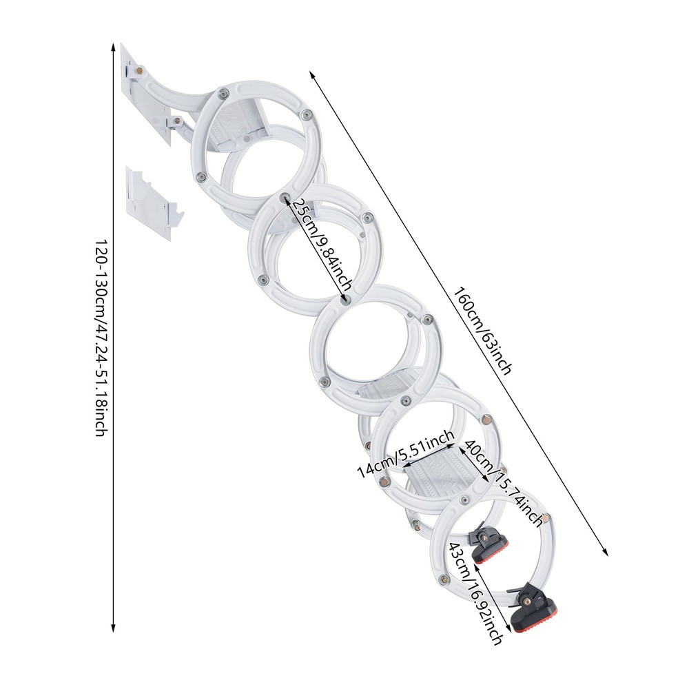 NEW Wall Mounted Attic Ladder Pull Down Telescoping Step Ladder 5 Steps Ladder