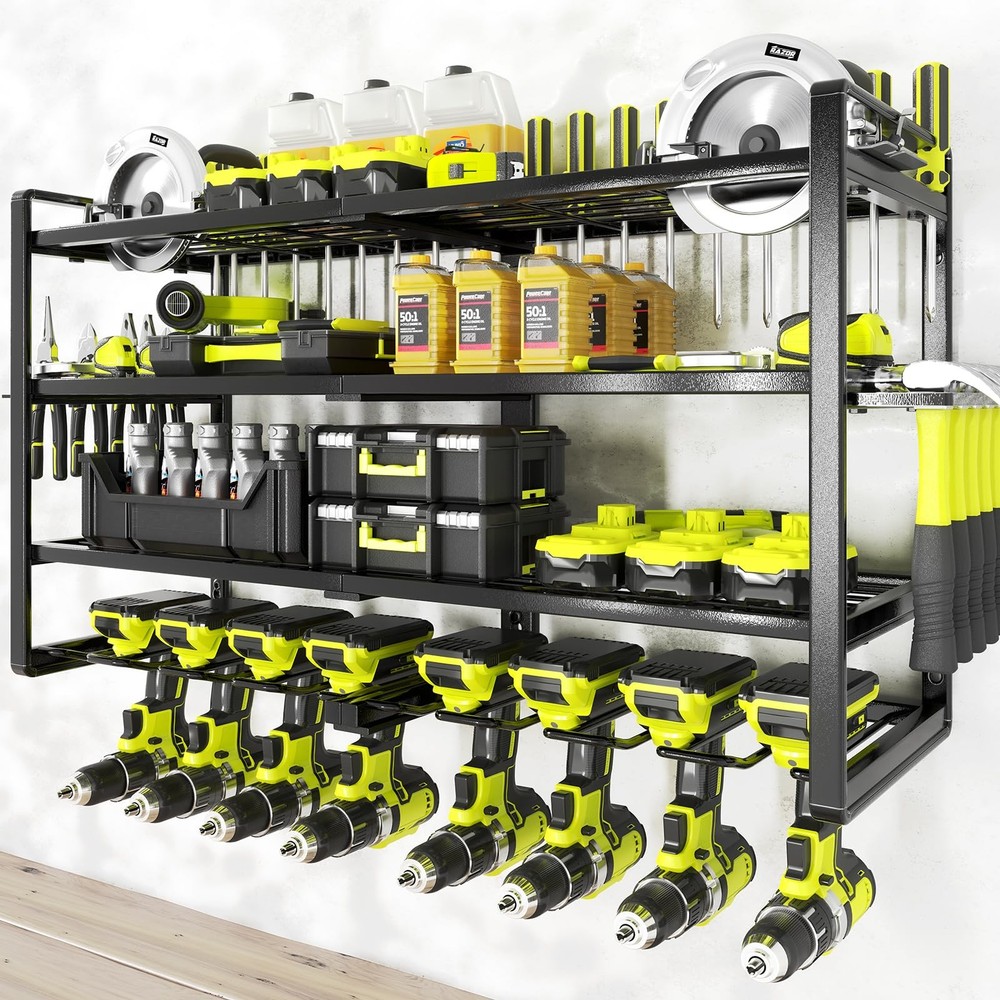KAFAHOM Power Tool Organizer-8 Drill Holder 4-Layer 8-Drill Cordless, black