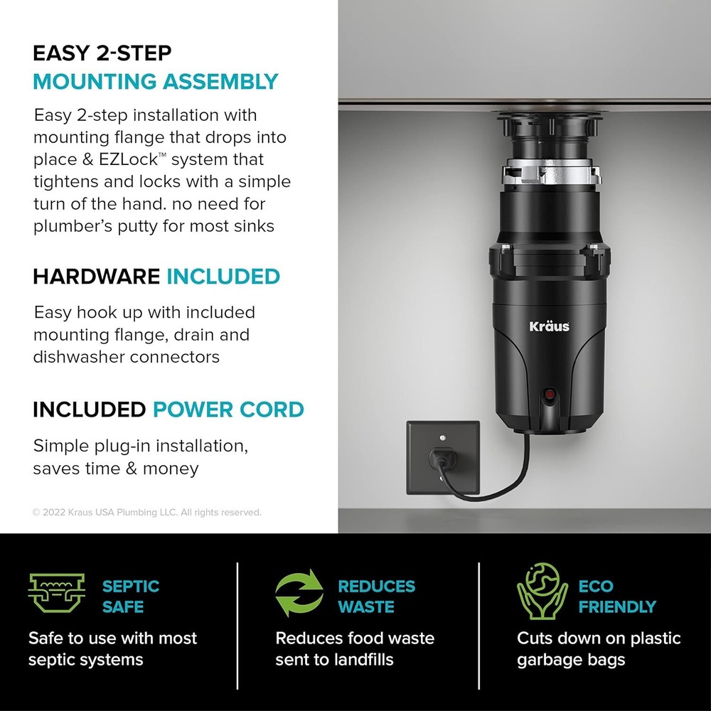 33MBL WasteGuard Continuous Feed Garbage Disposal with Ultra-Quiet Motor for ...