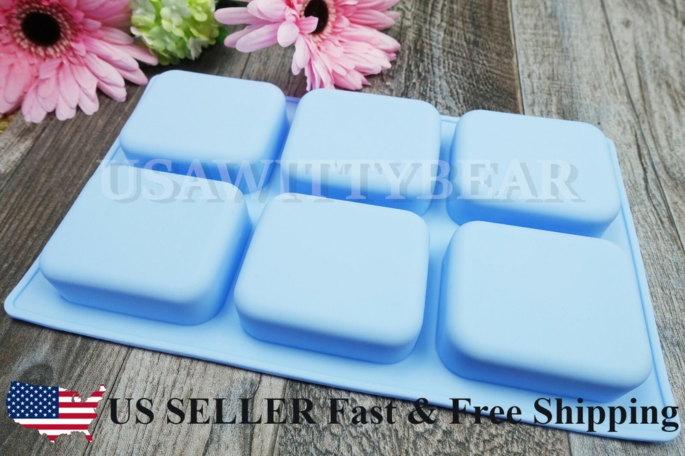 2-Pack Rounded Edge Rectangle Silicone Soap Making Molds DIY Cake Bakeware