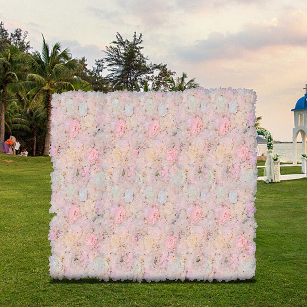 6x 60x40cm Silk Rose Artificial Flower Wall Panel Wedding Backdrop Decoration