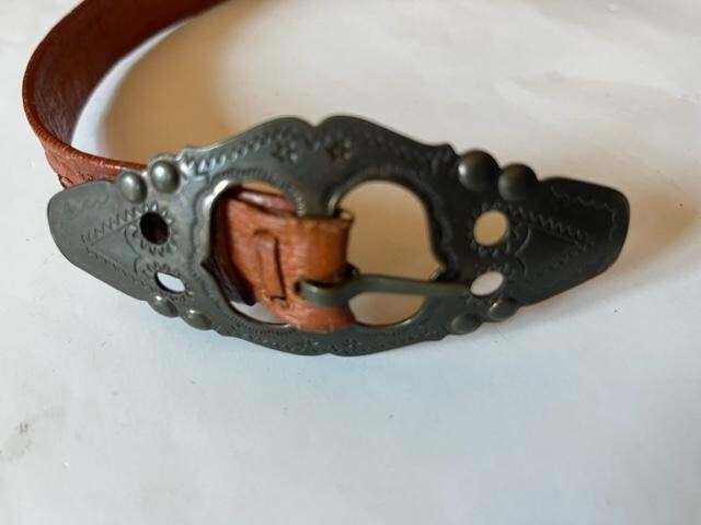 Soviet Era leather belt with a braid element