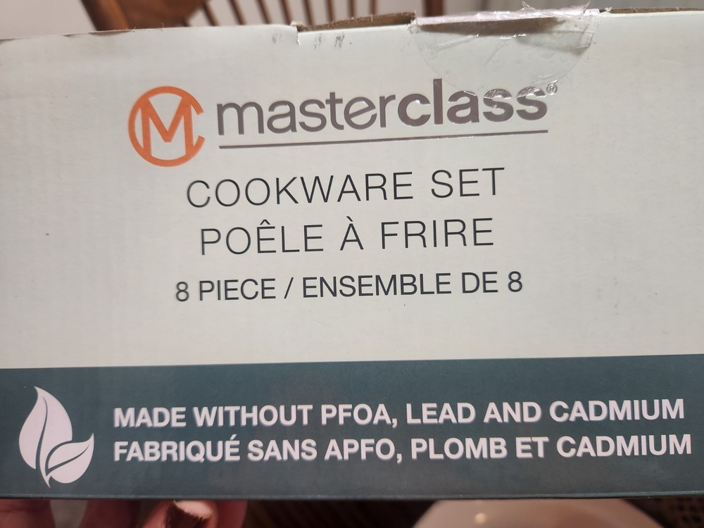 MasterClass 8-Piece Ceramic Non-Stick Cookware Set Wood Effect Handles