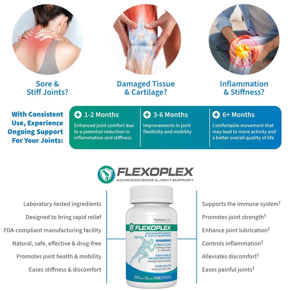 FLEXOPLEX Advanced Bone & Joint Support Formula - Promotes Healthy Joint Functio