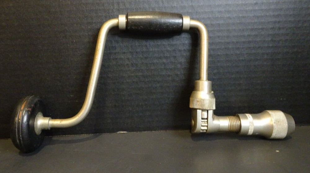 Vintage Hand Held Crank Drill with Conical Bit