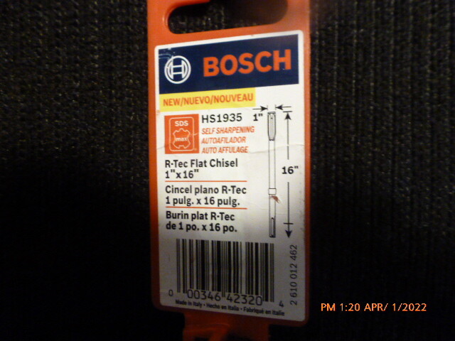 Chisel Bit, Flat, 1in BOSCH HS1935