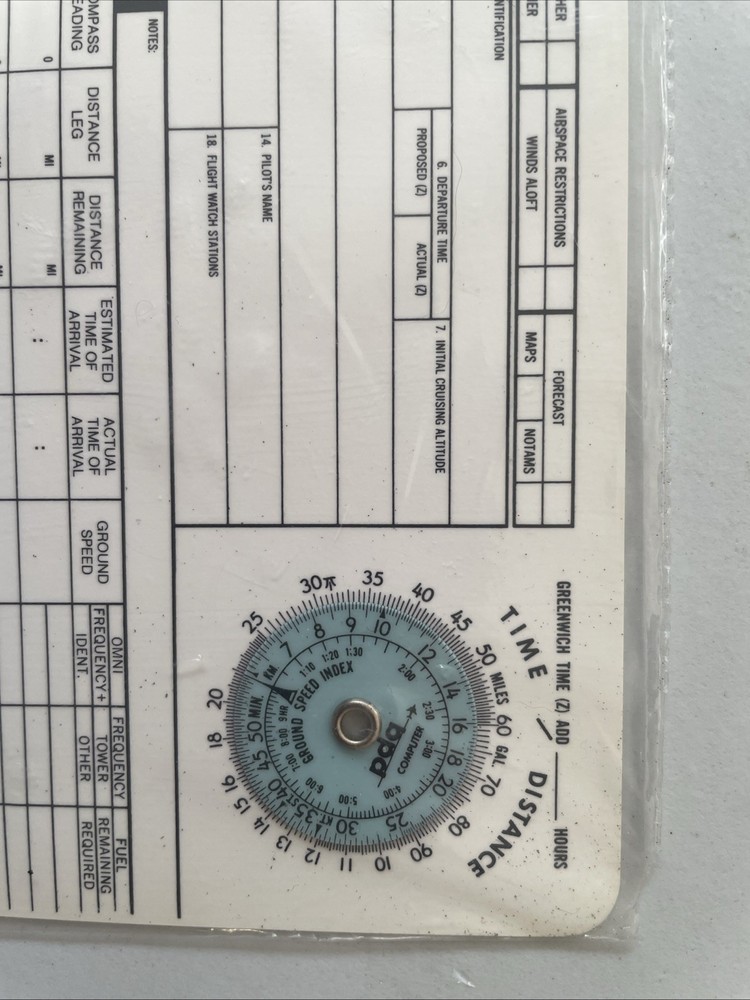 1989 Flight Progress Chart PDQ Computer Co "The Flight Director" Soft Erase NOS