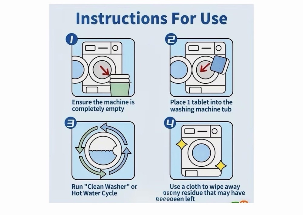 Washer Machine Cleaner Tablets 8 Pack Deep Cleaning Tablets Front Top Load