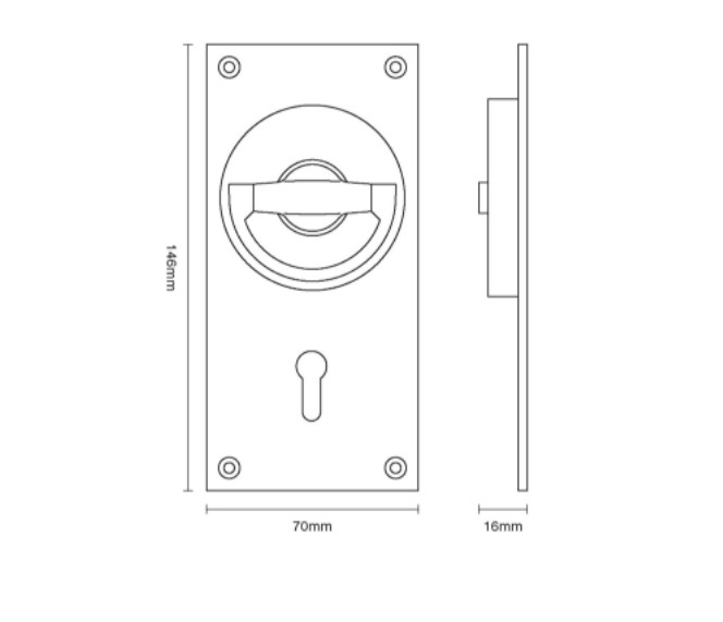 Croft Flush Lock Handle 1804 Polished Brass Finish