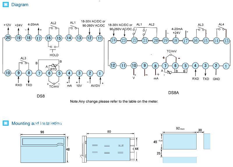 DS8-RBDS8-RRB/DS8-RRRB Digital Universal Temperature Controller Sensor Indicator