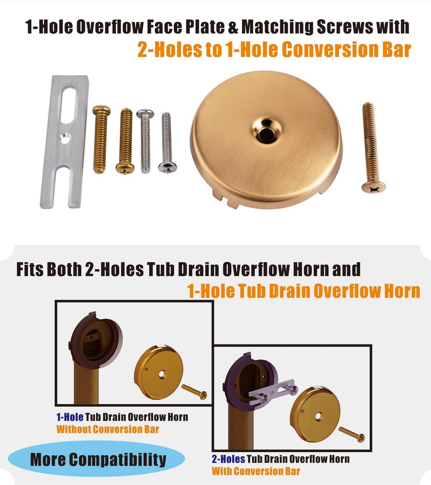 Champagne Bronze Universal Tub Drain Tip Toe Conversion