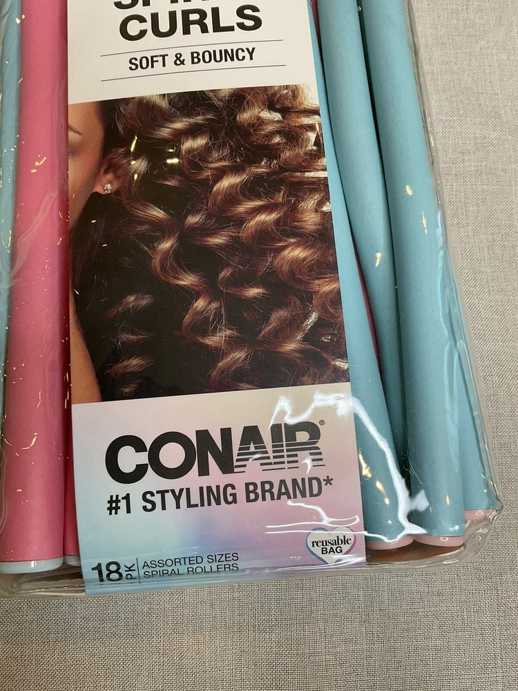 Conair Spiral Curls 18 Spiral Rollers Blue Pink