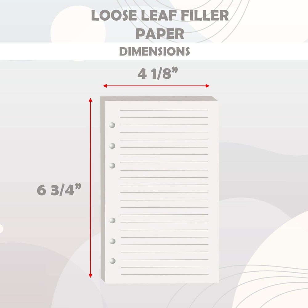 A6 Refillable Lined Paper Inserts – 6‑Ring Binder 6.75" X 4.125", White