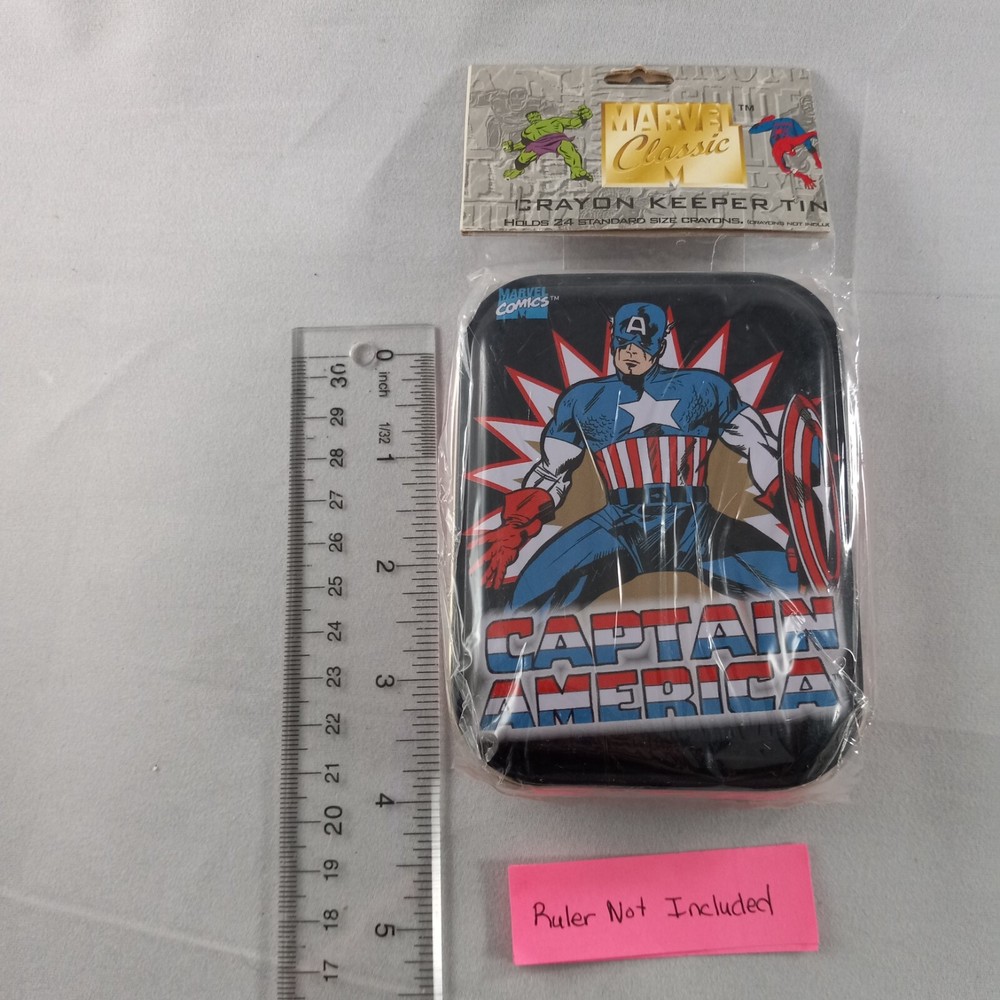 Captain America Crayon Keeper Tin 1998 Marvel Classics (MiP)